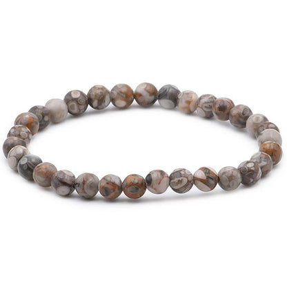 Bracelet agate fossile Etats - Unis A (boules 5 - 6mm) - La Boite à Cailloux