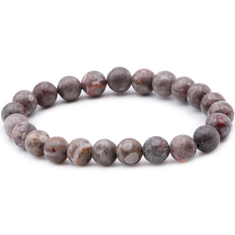 Bracelet agate fossile Etats - Unis AB (boules 7 - 8mm) - La Boite à Cailloux