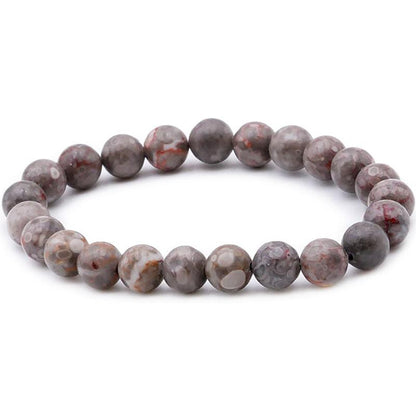 Bracelet agate fossile Etats - Unis AB (boules 7 - 8mm) - La Boite à Cailloux