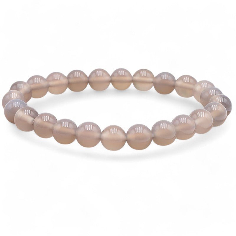 Bracelet agate grise Botswana A (boules 7 - 8mm) - La Boite à Cailloux