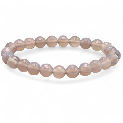 Bracelet agate grise Botswana A (boules 7 - 8mm) - La Boite à Cailloux