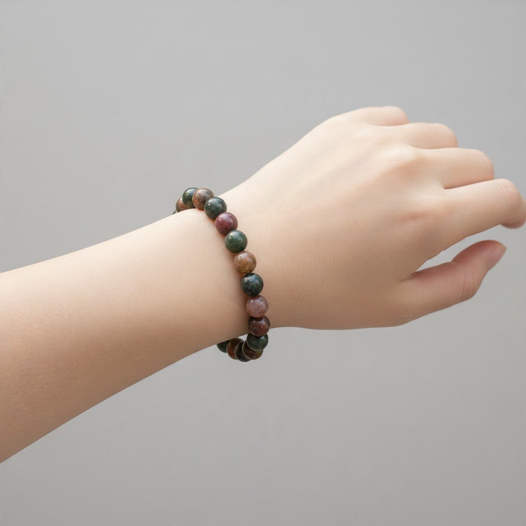 Bracelet agate Indienne A (boules 7-8mm) - La Boite à Cailloux