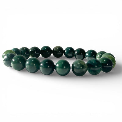Pulsera de ágata musgosa brasileña A (bolas de 10 mm)
