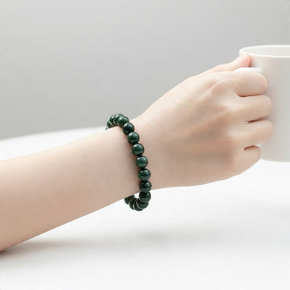 Bracelet agate mousse Brésil A (boules 10mm) - La Boite à Cailloux