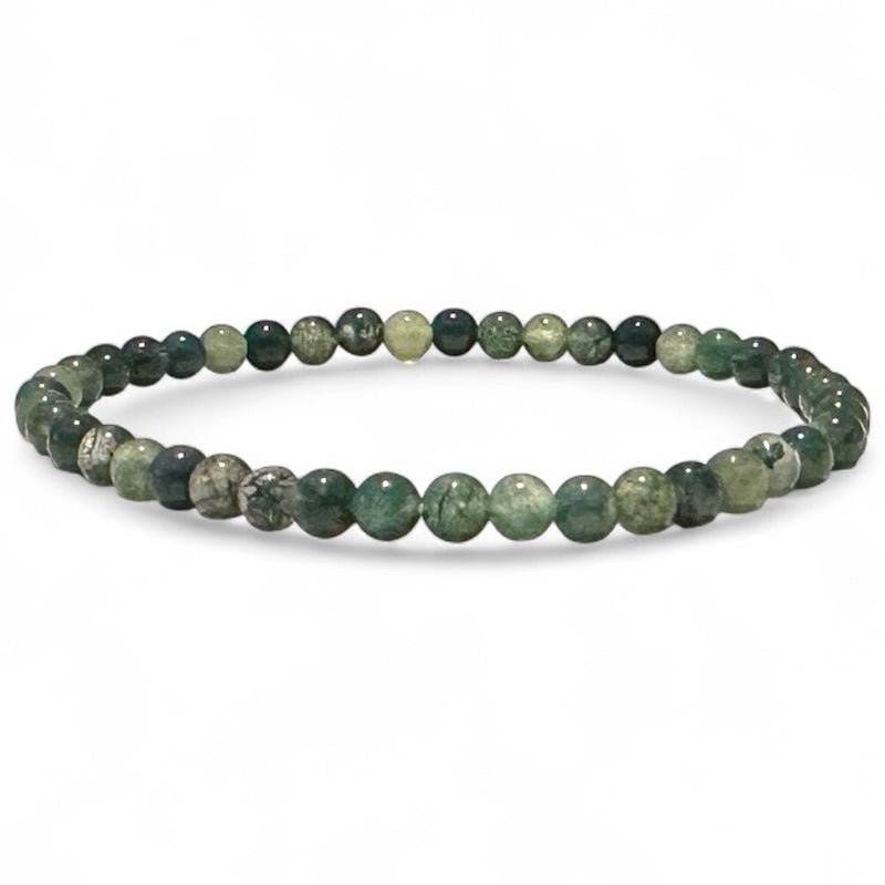 Bracelet agate mousse Brésil A (boules 3 - 4mm) - La Boite à Cailloux