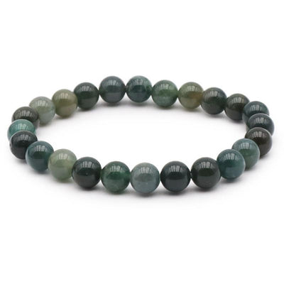 Pulsera de ágata musgosa brasileña A (bolas de 5-6 mm)