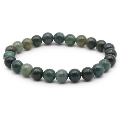 Bracelet agate mousse Brésil A (boules 5 - 6mm) - La Boite à Cailloux