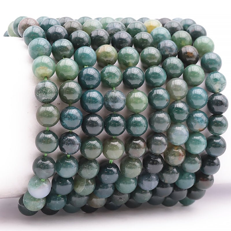 Bracelet agate mousse Brésil A (boules 7 - 8mm) - La Boite à Cailloux