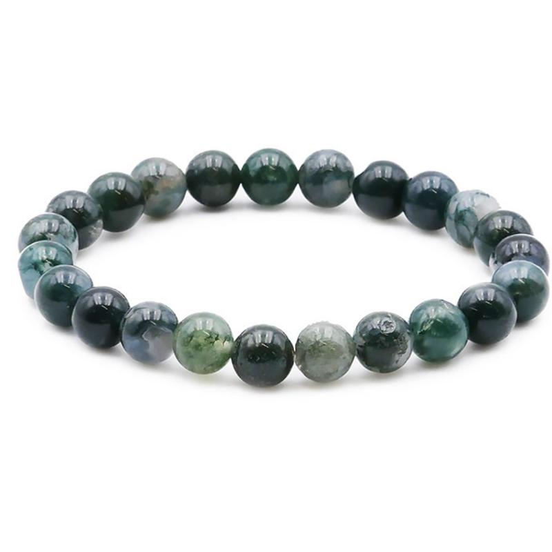 Bracelet agate mousse Brésil A (boules 7 - 8mm) - La Boite à Cailloux