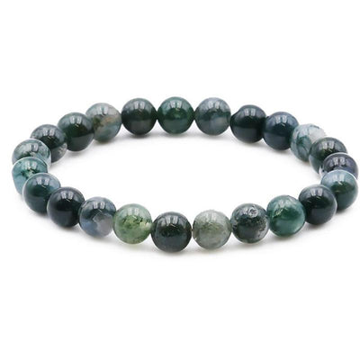 Pulsera de ágata musgosa brasileña A (bolas de 7-8 mm)