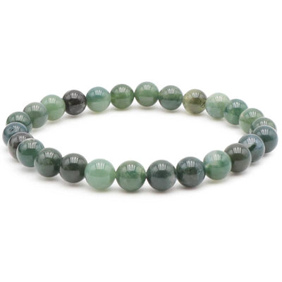 Pulsera de ágata musgosa brasileña A (bolas de 7-8 mm) - Talla L