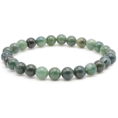 Bracelet agate mousse Brésil A (boules 7 - 8mm) - Taille L - La Boite à Cailloux
