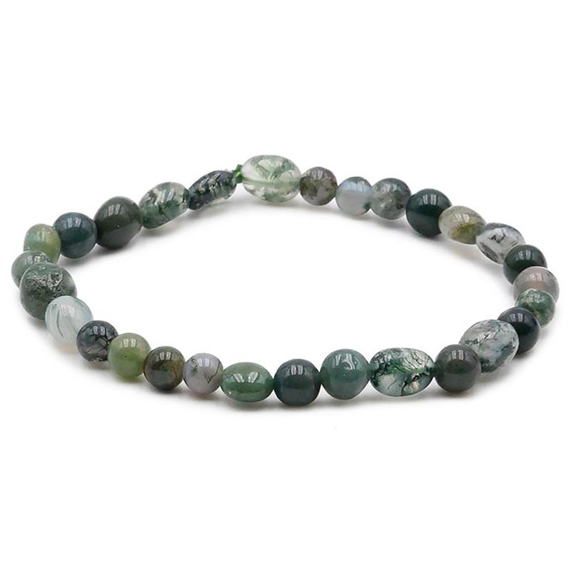 Bracelet agate mousse Brésil A (grains 5 - 7mm) - La Boite à Cailloux