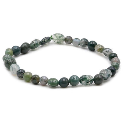 Bracelet agate mousse Brésil A (grains 5 - 7mm) - La Boite à Cailloux