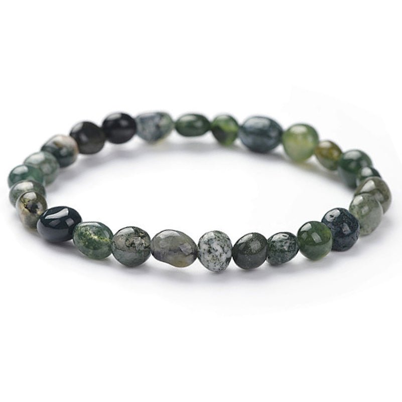 Bracelet agate mousse Brésil A (grains 5 - 7mm) - La Boite à Cailloux