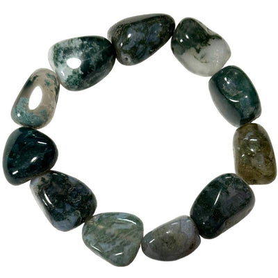 Pulsera de ágata musgosa brasileña (piedras pulidas) 18-22 mm