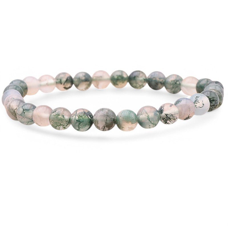 Bracelet agate mousse Brésil AA+ (boules 5 - 6mm) - La Boite à Cailloux