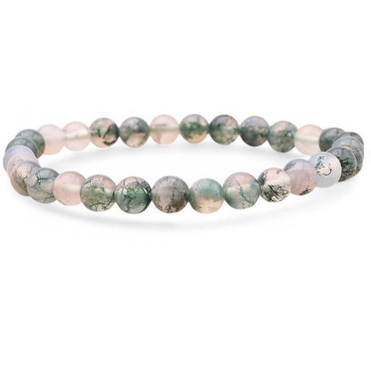 Bracelet agate mousse Brésil AA+ (boules 5 - 6mm) - La Boite à Cailloux
