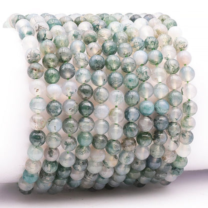 Bracelet agate mousse Brésil AA+ (boules 5 - 6mm) - La Boite à Cailloux