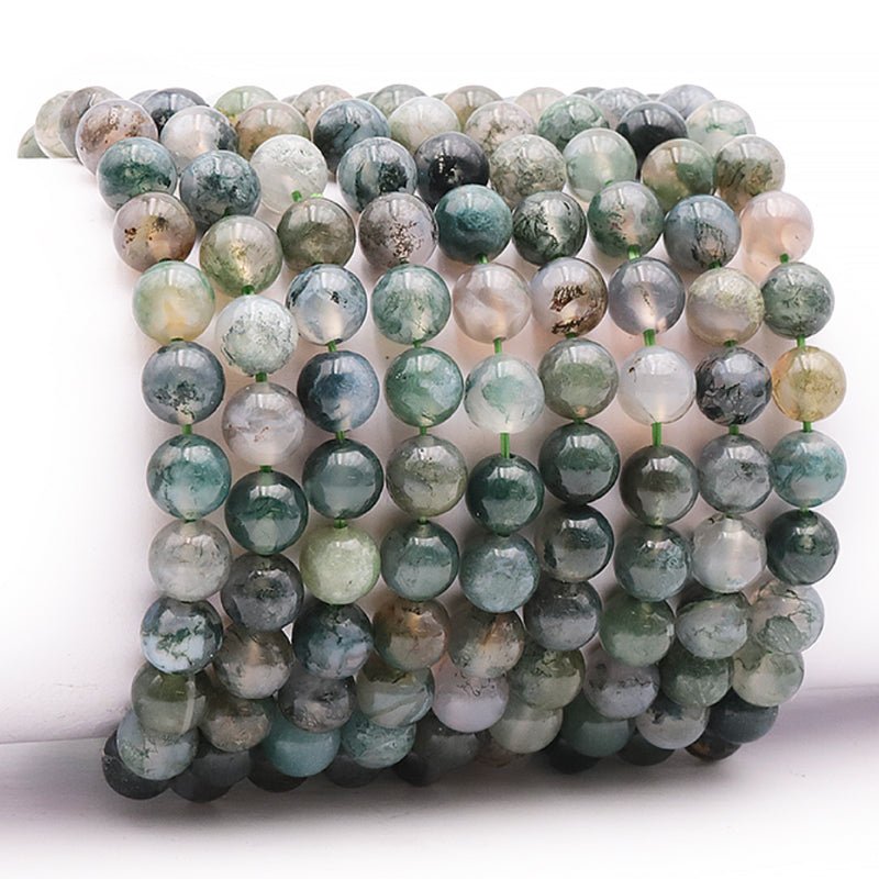 Bracelet agate mousse Brésil AA+ (boules 7 - 8mm) - La Boite à Cailloux