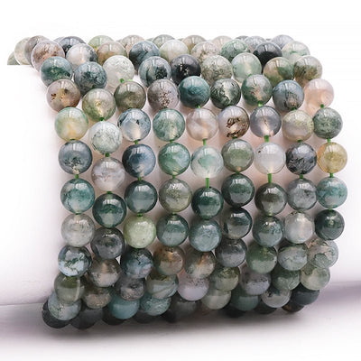 Pulsera de ágata de musgo AB de Brasil (bolas de 5-6 mm)