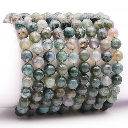 Bracelet agate mousse Brésil AA+ (boules 7 - 8mm) - La Boite à Cailloux