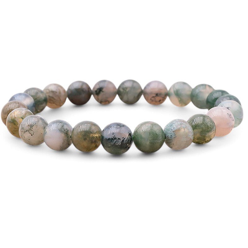 Bracelet agate mousse Brésil AA+ (boules 7 - 8mm) - La Boite à Cailloux