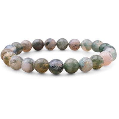 Pulsera de ágata de musgo AB de Brasil (bolas de 5-6 mm)