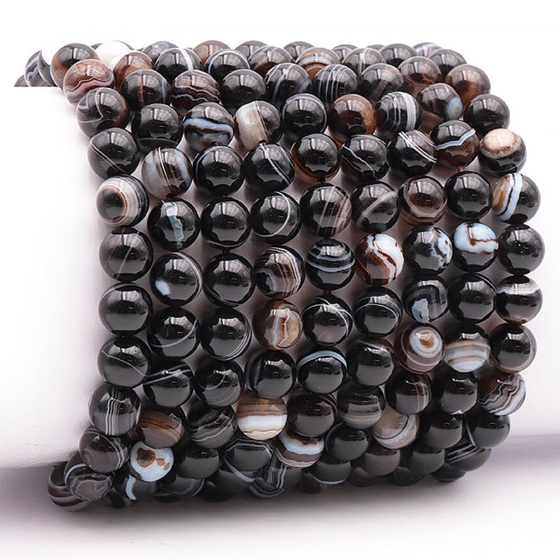 Bracelet agate oeil Brésil AAA (boules 7 - 8mm) - La Boite à Cailloux