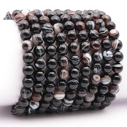 Bracelet agate oeil Brésil AAA (boules 7 - 8mm) - La Boite à Cailloux