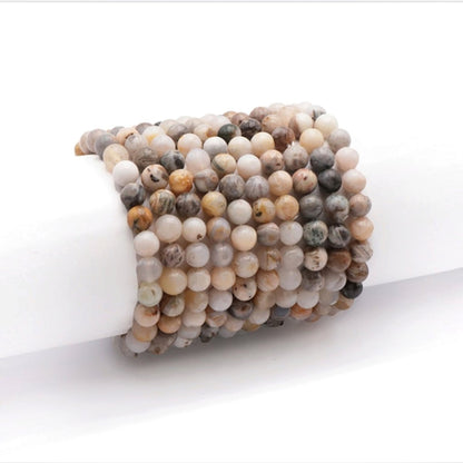 Bracelet agate plume Brésil B (boules 7-8mm) - La Boite à Cailloux
