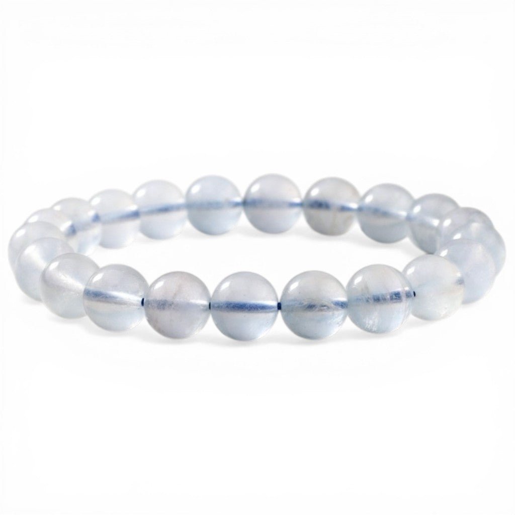 Bracelet aigue marine Brésil AA (boules 09,5 - 10,5mm) - La Boite à Cailloux