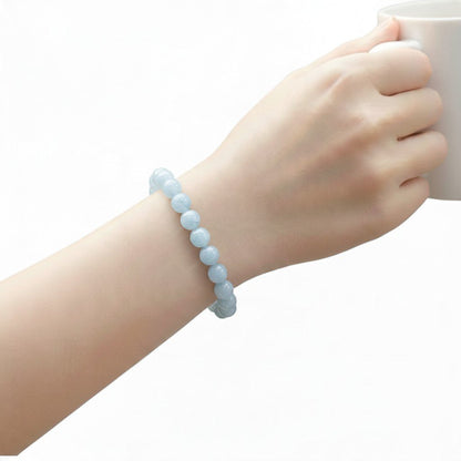 Bracelet aigue marine Brésil AA (boules 10,5-11,5mm) - La Boite à Cailloux