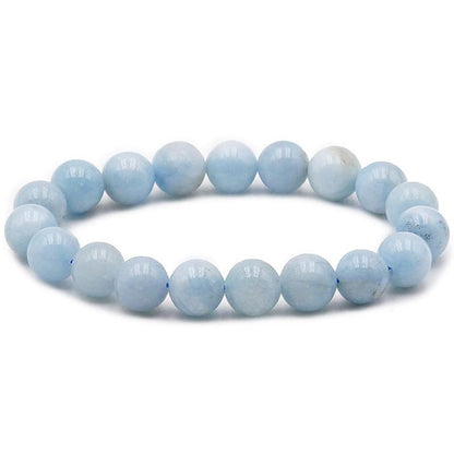 Bracelet aigue marine Brésil AA (boules 10,5 - 11,5mm) - La Boite à Cailloux