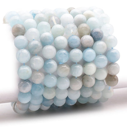 Bracelet aigue marine multicolore Brésil A (boules de 10mm) - La Boite à Cailloux