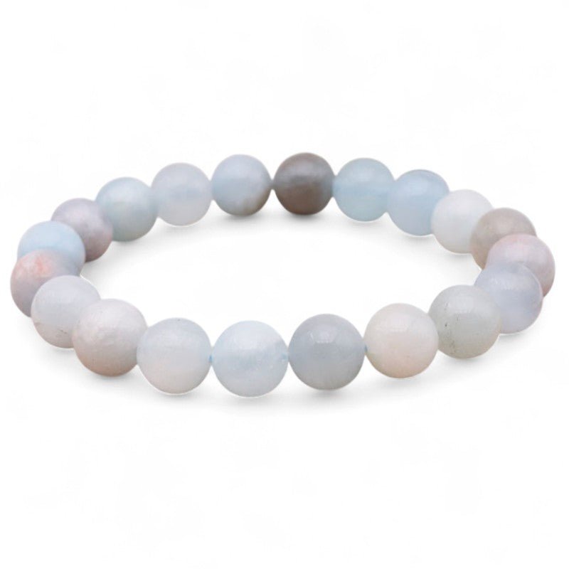 Bracelet aigue marine multicolore Brésil A (boules de 10mm) - La Boite à Cailloux