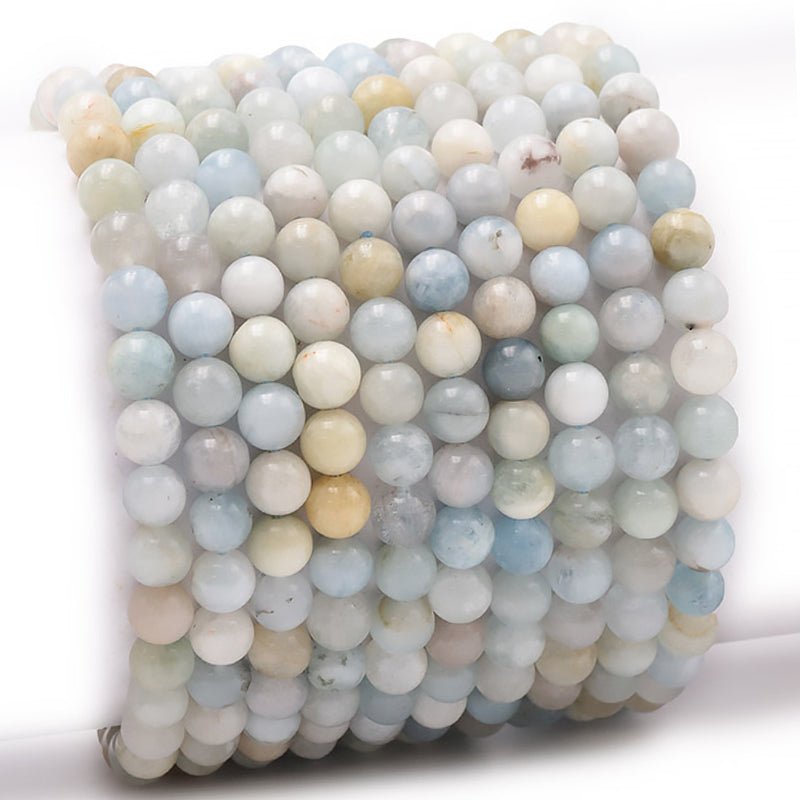 Bracelet aigue marine multicolore Brésil AB (boules de 5 - 6mm) - La Boite à Cailloux