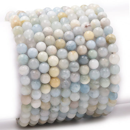 Bracelet aigue marine multicolore Brésil AB (boules de 5 - 6mm) - La Boite à Cailloux