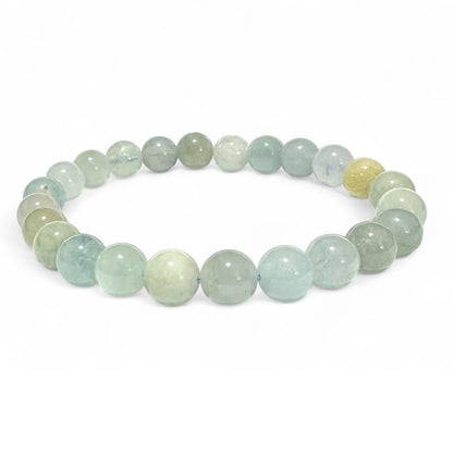 Bracelet aigue marine multicolore Brésil AB (boules de 7 - 8mm) - La Boite à Cailloux