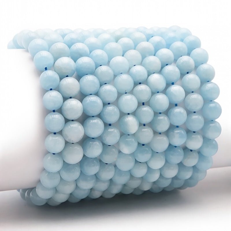 Bracelet aigue marine Namibie A+ (boules 7 - 8mm) - La Boite à Cailloux