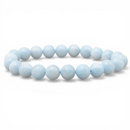Bracelet aigue marine Namibie A (boules de 7-8mm) - La Boite à Cailloux