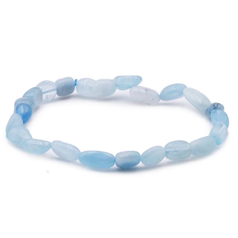 Bracelet aigue marine Namibie A (grains 5 - 7mm) - La Boite à Cailloux