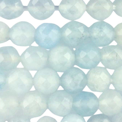 Bracelet aigue marine Namibie A (perles facettées 3 - 4mm) - La Boite à Cailloux
