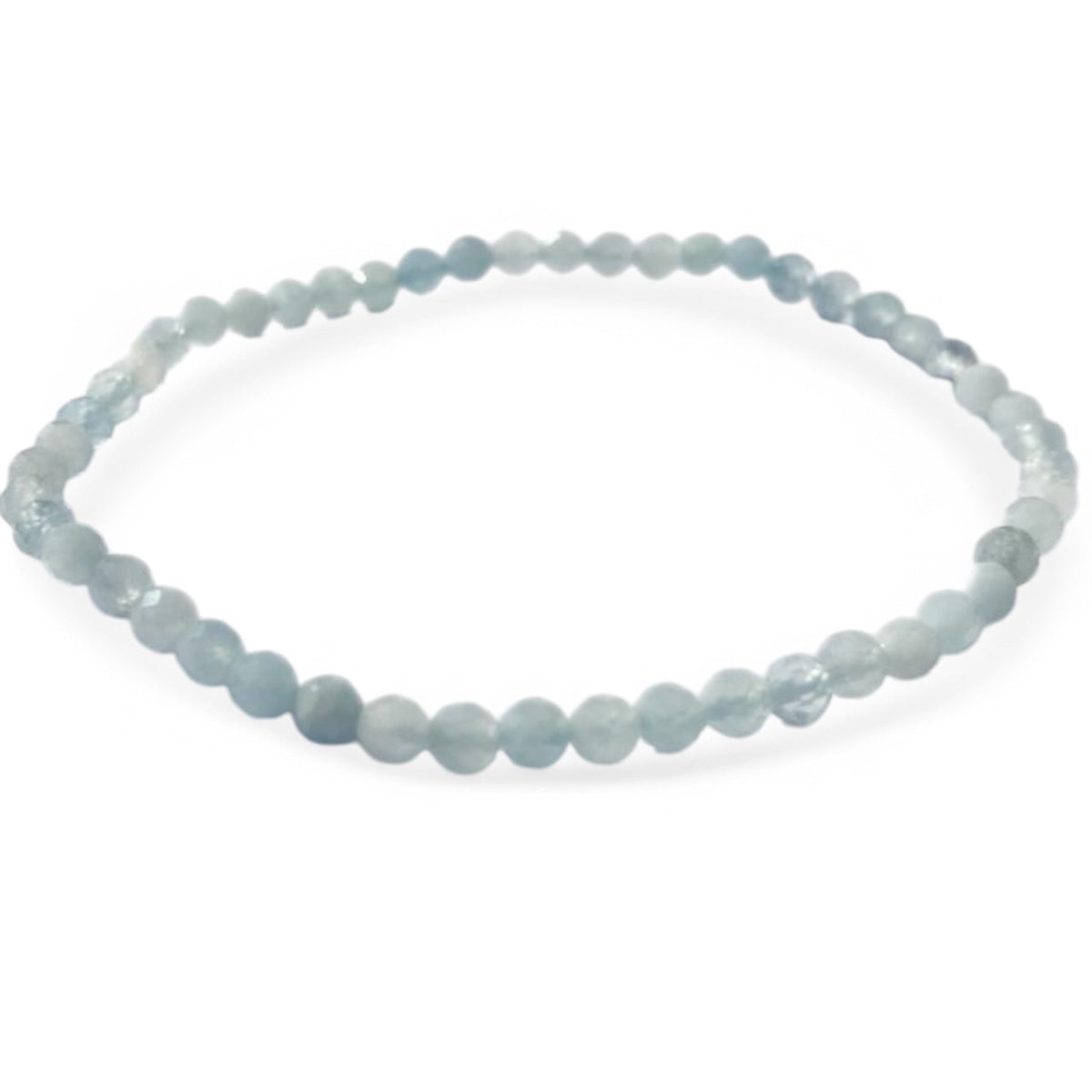 Bracelet aigue marine Namibie A (perles facettées 3 - 4mm) - La Boite à Cailloux