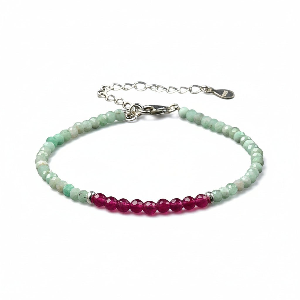 Bracelet amazonite grenat perles facettées argent 925 - La Boite à Cailloux