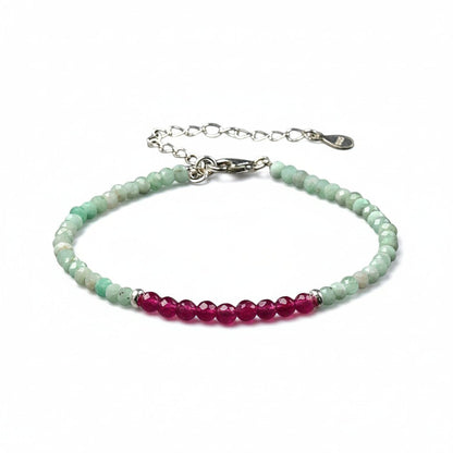 Bracelet amazonite grenat perles facettées argent 925 - La Boite à Cailloux