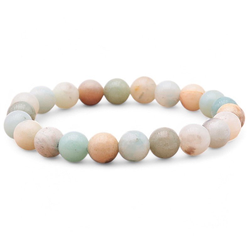 Bracelet amazonite multicolore Brésil A (boules 7 - 8mm) - La Boite à Cailloux