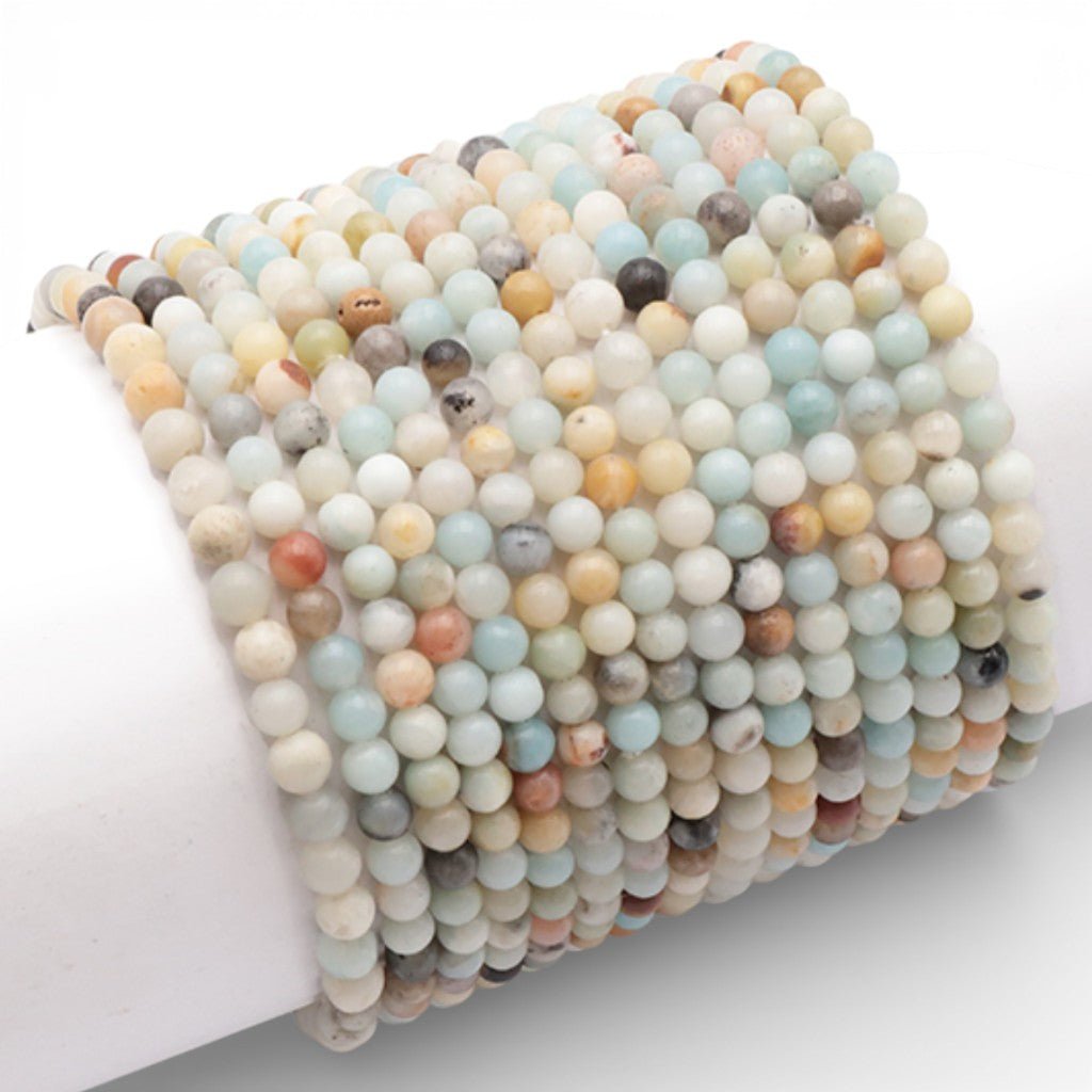 Bracelet amazonite multicolore Brésil AB (boules 3 - 4mm) - La Boite à Cailloux
