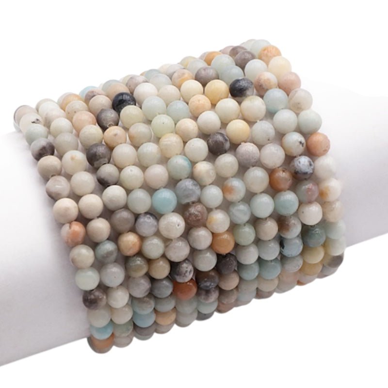 Bracelet amazonite multicolore Brésil B (boules 5 - 6mm) - La Boite à Cailloux