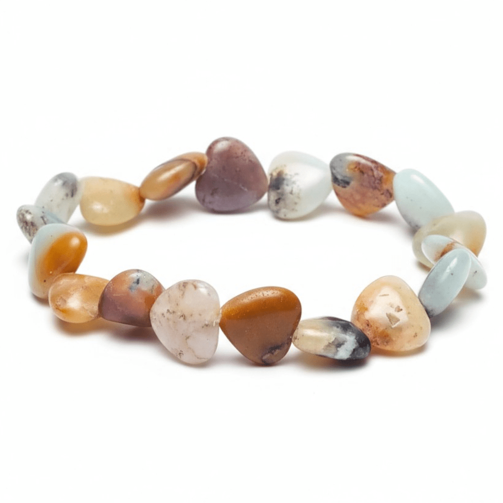 Bracelet amazonite multicolore coeur Brésil A - La Boite à Cailloux